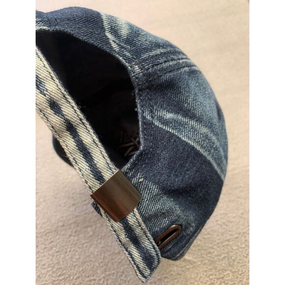 Nyc Men's One Size Blue Denim Distressed Baseball Hat - Picture 2 of 7